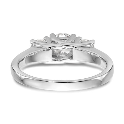 14K White Gold 3 Stone Simulated Diamond Engagement Ring