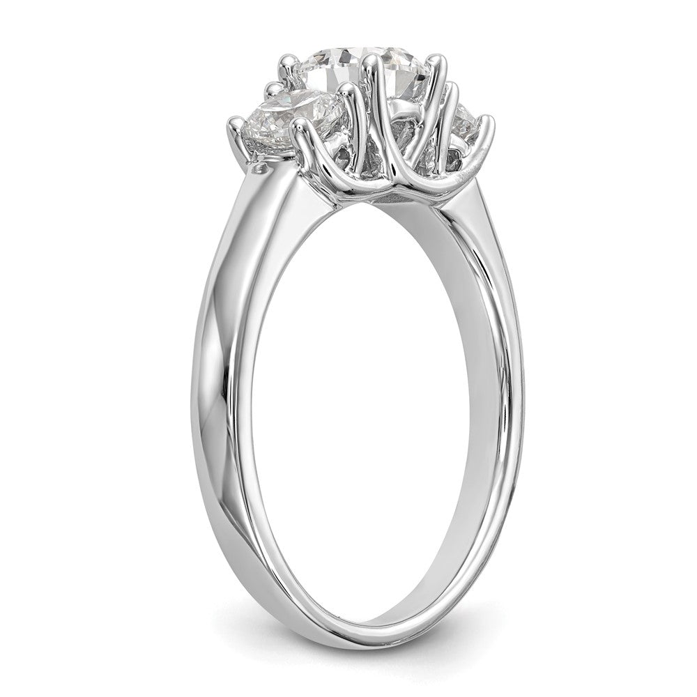 14K White Gold 3 Stone Simulated Diamond Engagement Ring