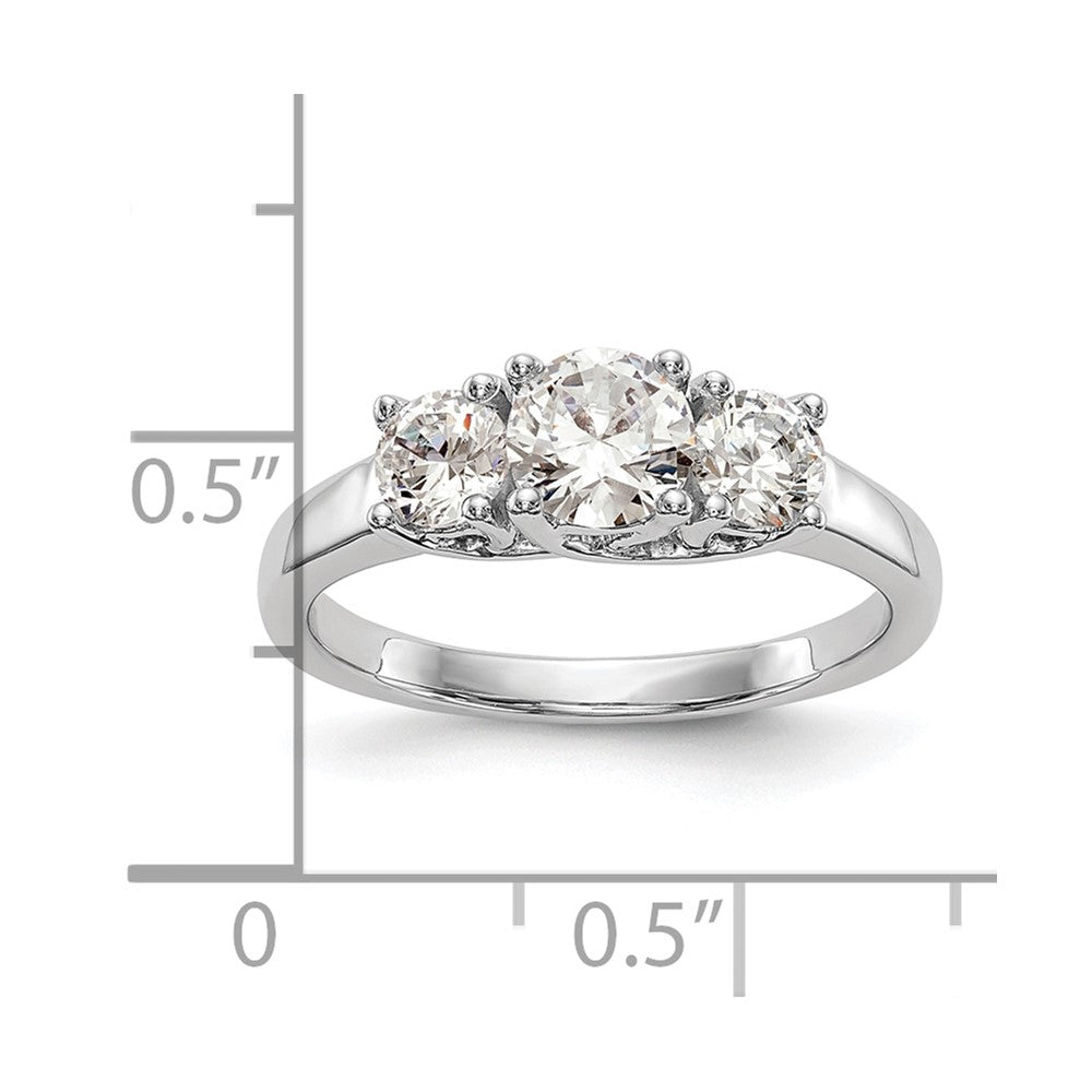 14K White Gold 3 Stone Simulated Diamond Engagement Ring