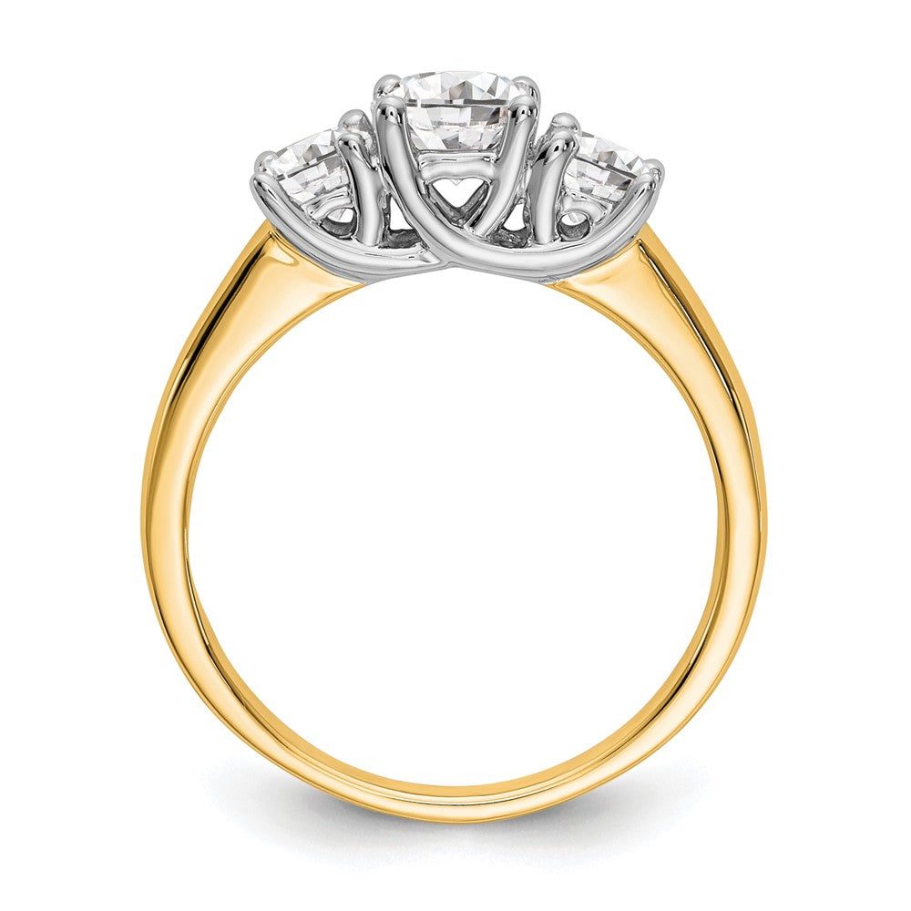 14K Two tone 3 Stone Simulated Diamond Engagement Ring