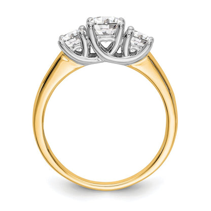 14K Two tone 3 Stone Simulated Diamond Engagement Ring