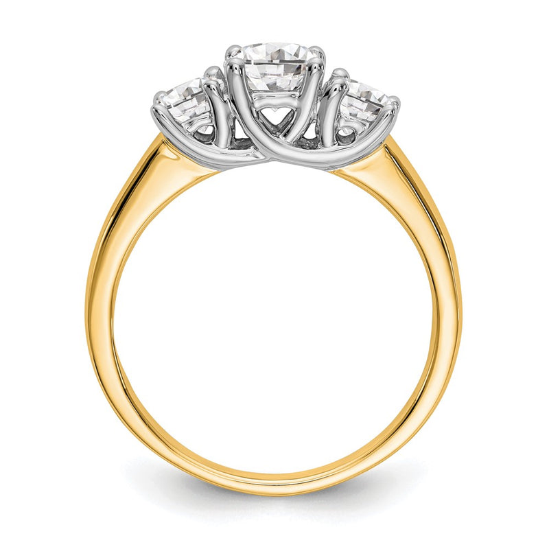 14K Two tone 3 Stone Simulated Diamond Engagement Ring