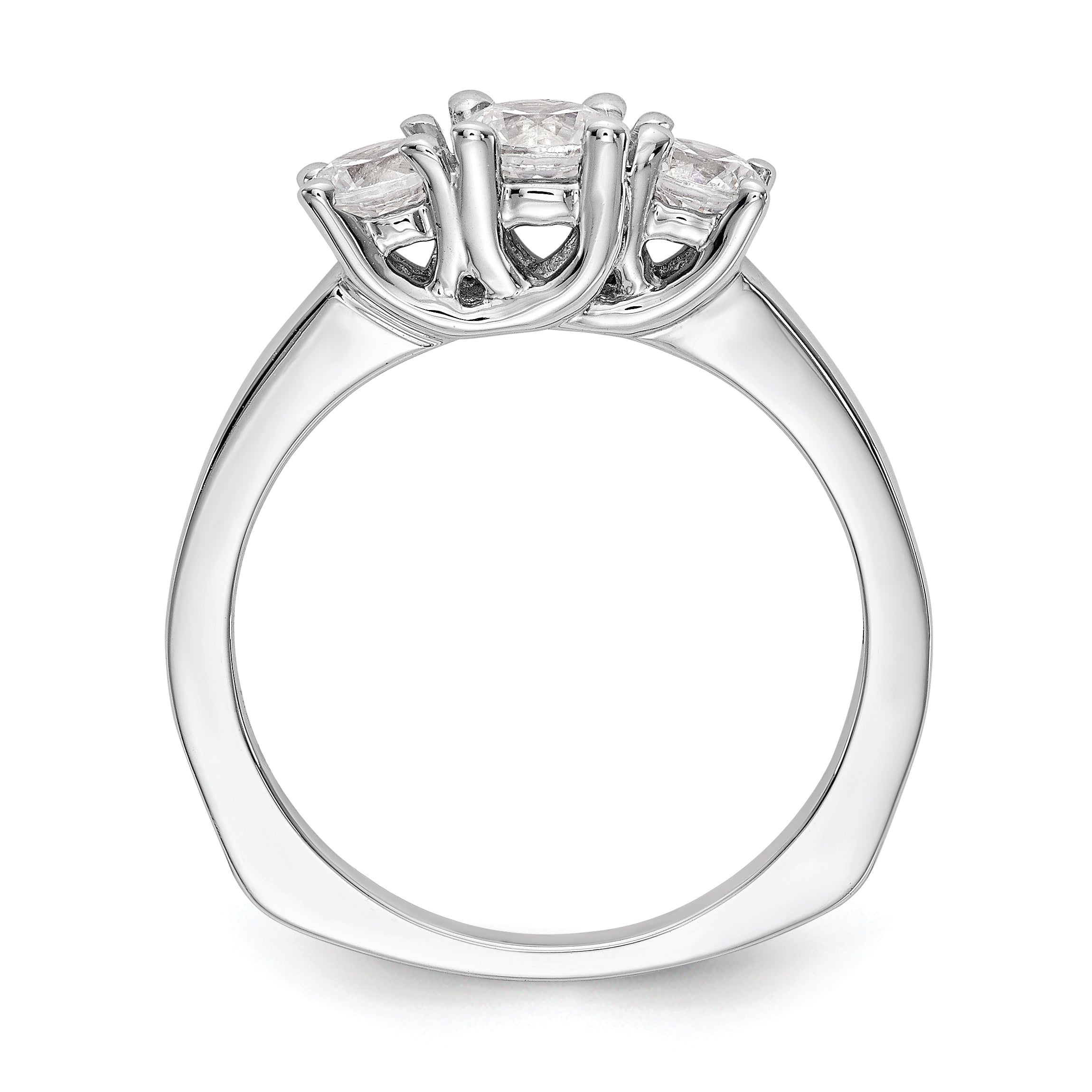 14K White Gold 3 Stone (Holds 1/2 Carat (4.7mm) Round Center) Includes 2 4.00mm Side Diamonds Semi Mount Engagement Ring