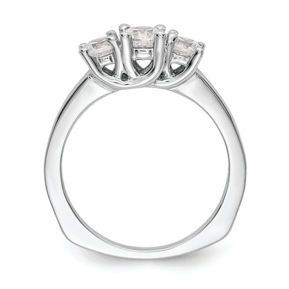 14K White Gold 3 Stone (Holds 1/2 Carat (4.7mm) Round Center) Includes 2 4.00mm Side Diamonds Semi Mount Engagement Ring