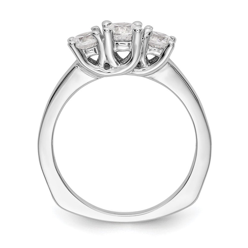 14K White Gold 3 Stone (Holds 1/2 Carat (4.7mm) Round Center) Includes 2 4.00mm Side Diamonds Semi Mount Engagement Ring