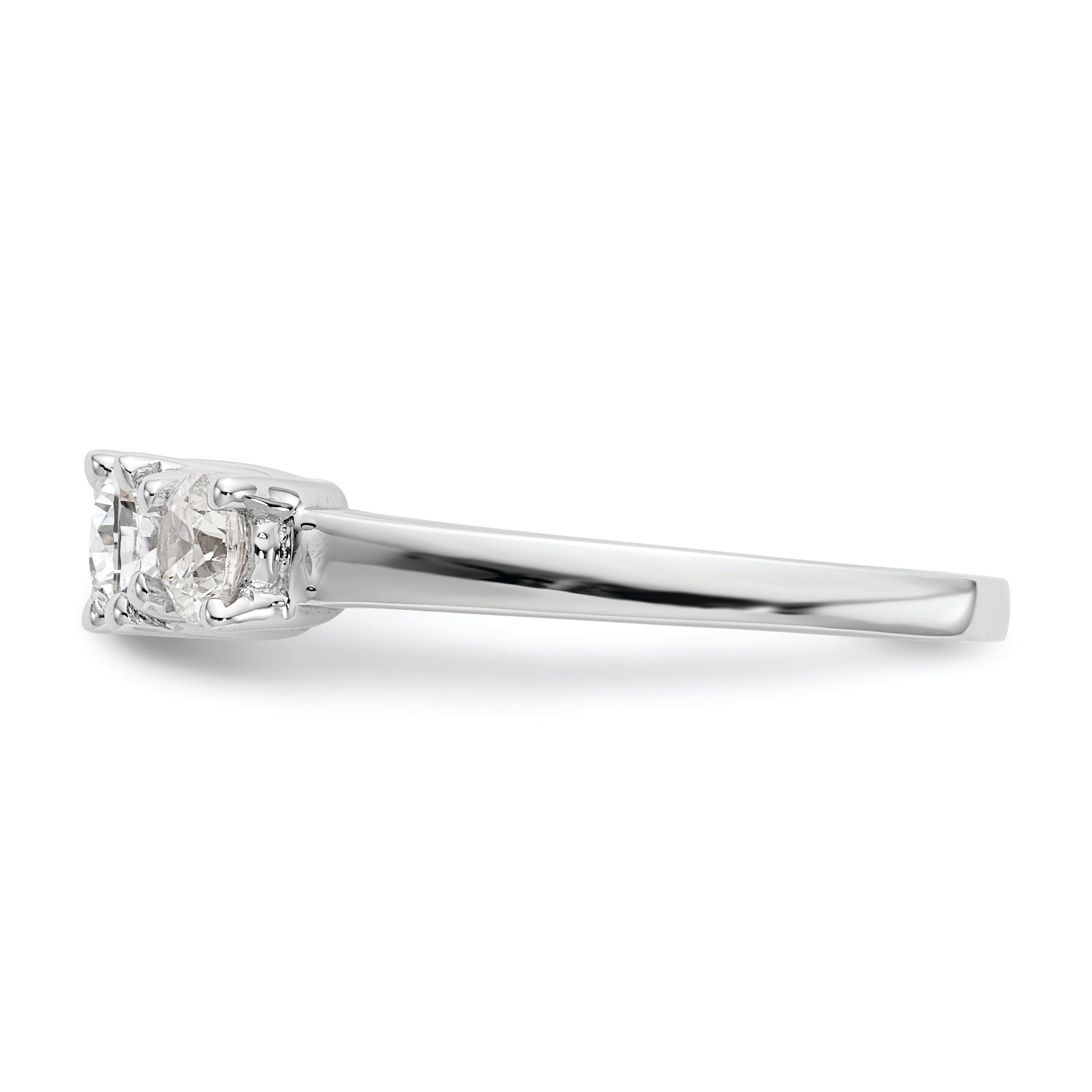 14K White Gold 3 Stone (Holds 1/2 Carat (4.7mm) Round Center) Includes 2 4.00mm Side Diamonds Semi Mount Engagement Ring