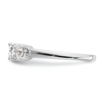 14K White Gold 3 Stone (Holds 1/2 Carat (4.7mm) Round Center) Includes 2 4.00mm Side Diamonds Semi Mount Engagement Ring