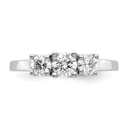 14K White Gold 3 Stone (Holds 1/2 Carat (4.7mm) Round Center) Includes 2 4.00mm Side Diamonds Semi Mount Engagement Ring