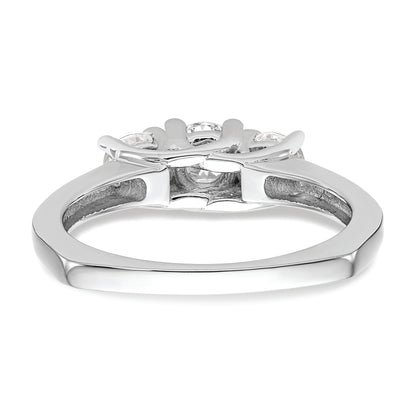 14K White Gold 3 Stone (Holds 1/2 Carat (4.7mm) Round Center) Includes 2 4.00mm Side Diamonds Semi Mount Engagement Ring
