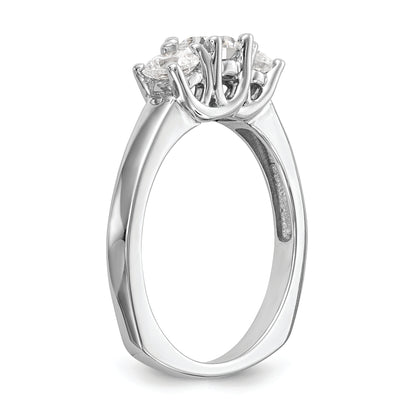 14K White Gold 3 Stone (Holds 1/2 Carat (4.7mm) Round Center) Includes 2 4.00mm Side Diamonds Semi Mount Engagement Ring
