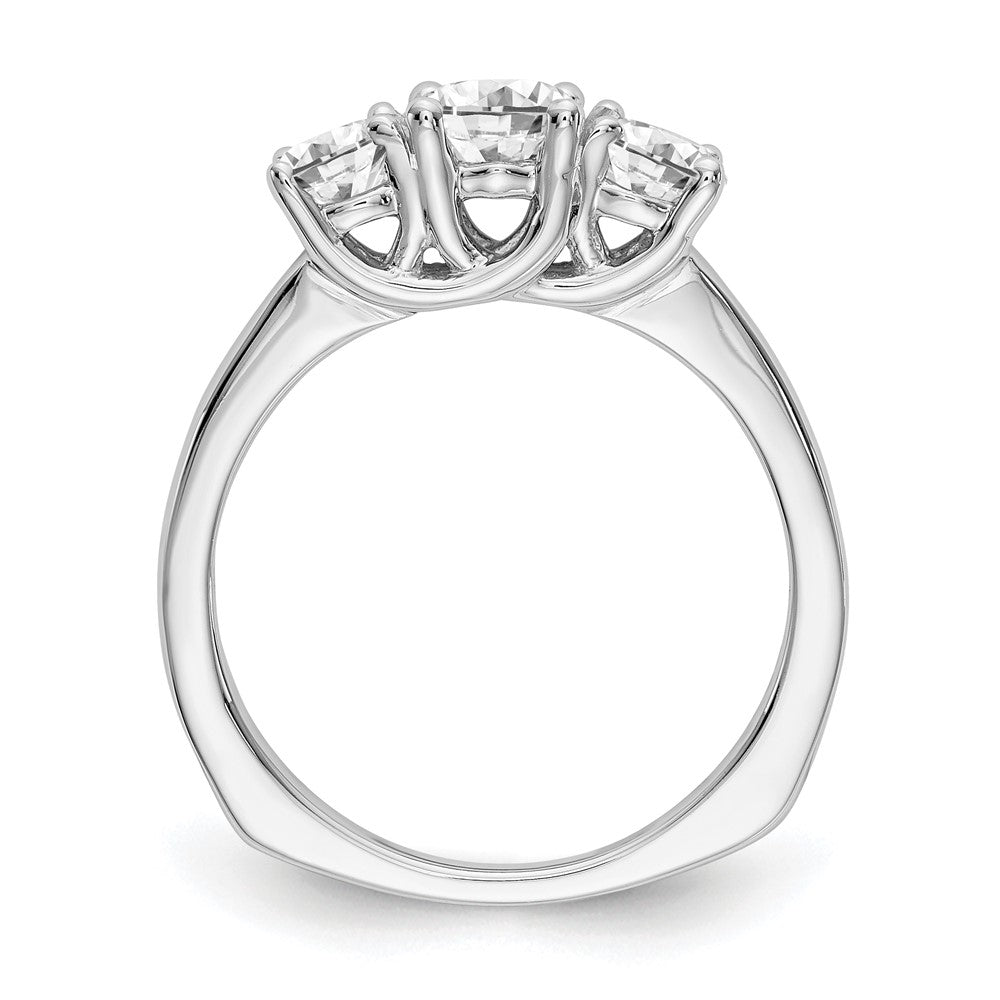 14K White Gold 3 Stone Simulated Diamond Engagement Ring