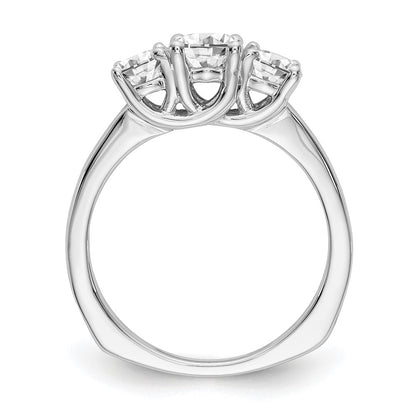 14K White Gold 3 Stone Simulated Diamond Engagement Ring