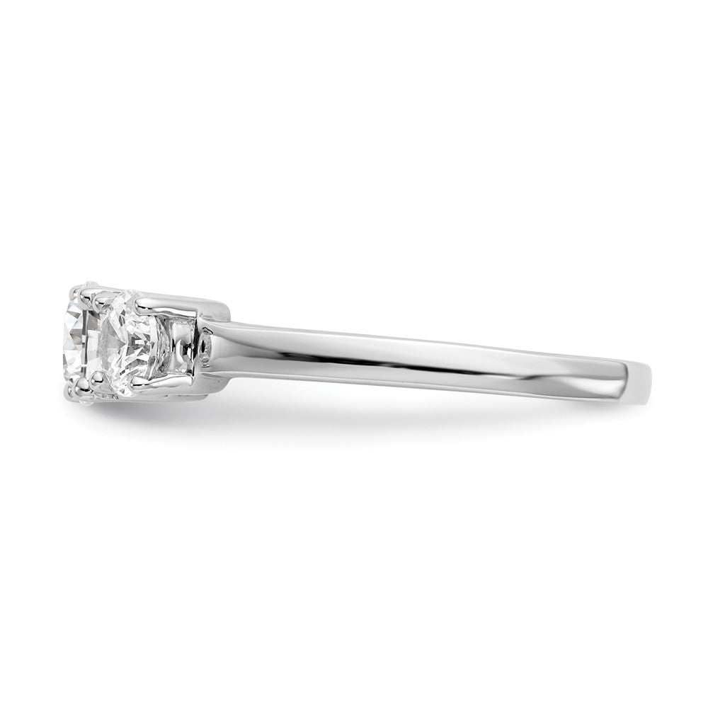 14K White Gold 3 Stone Simulated Diamond Engagement Ring