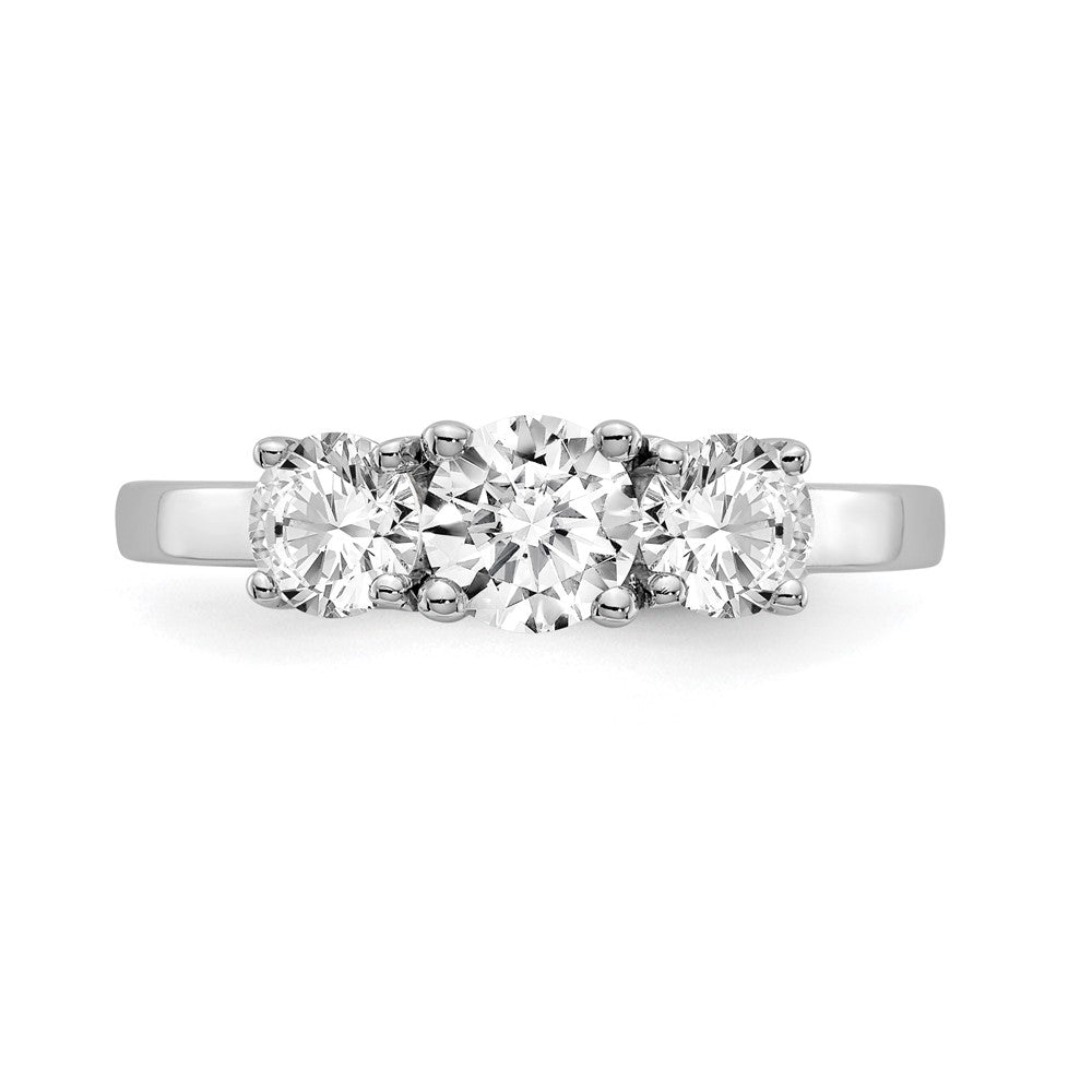 14K White Gold 3 Stone Simulated Diamond Engagement Ring