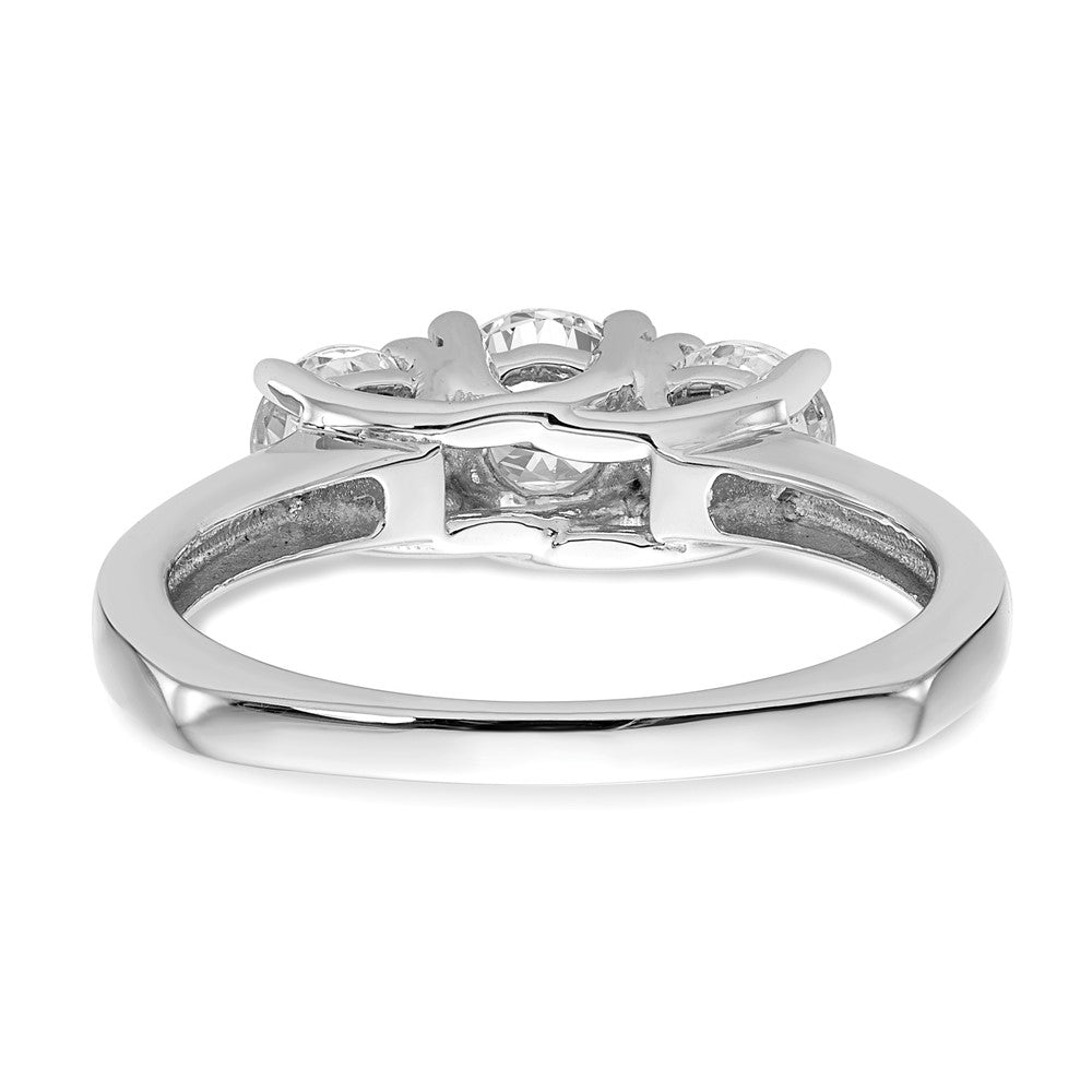 14K White Gold 3 Stone Simulated Diamond Engagement Ring