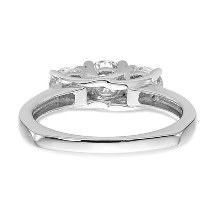 14K White Gold 3 Stone Simulated Diamond Engagement Ring