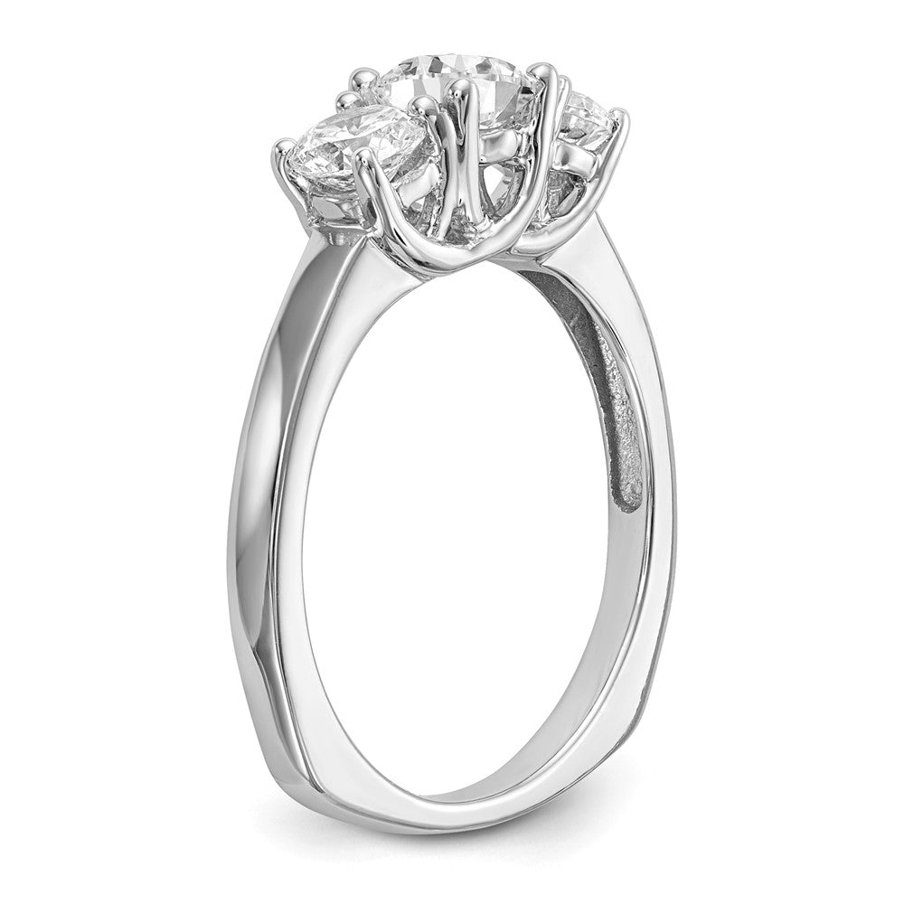 14K White Gold 3 Stone Simulated Diamond Engagement Ring