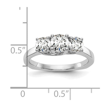 14K White Gold 3 Stone Simulated Diamond Engagement Ring
