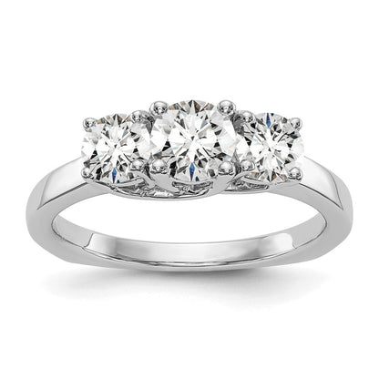 14K White Gold 3 Stone Simulated Diamond Engagement Ring