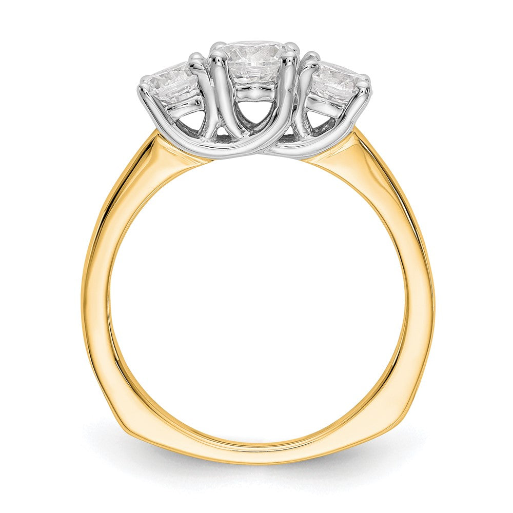 14K Two tone 3 Stone Simulated Diamond Engagement Ring