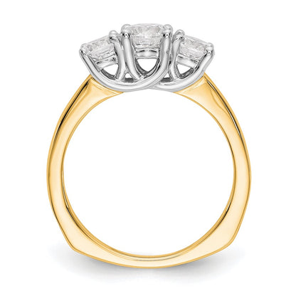 14K Two tone 3 Stone Simulated Diamond Engagement Ring