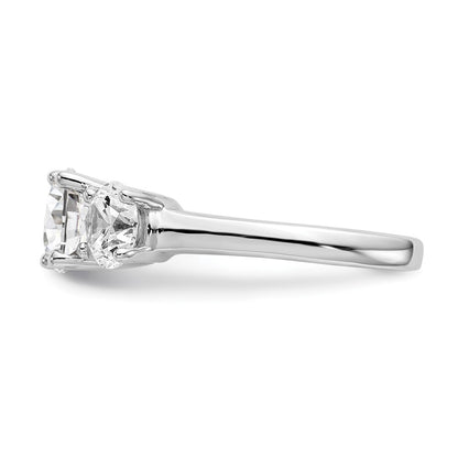 14K White Gold 3 Stone Simulated Diamond Engagement Ring