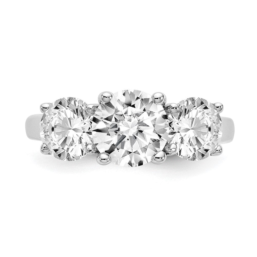 14K White Gold 3 Stone Simulated Diamond Engagement Ring