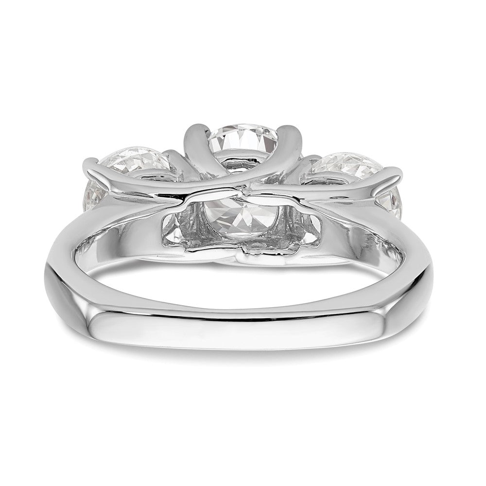 14K White Gold 3 Stone Simulated Diamond Engagement Ring