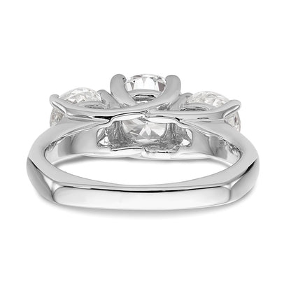 14K White Gold 3 Stone Simulated Diamond Engagement Ring