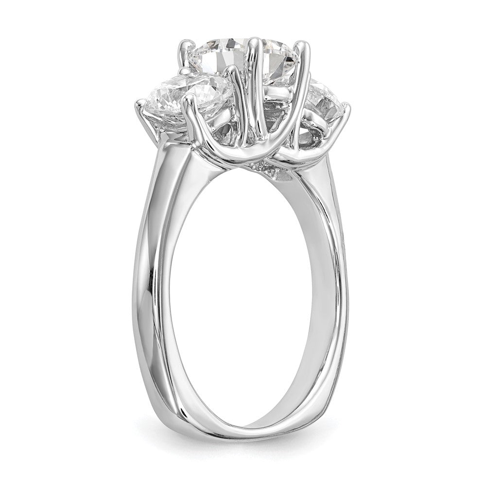 14K White Gold 3 Stone Simulated Diamond Engagement Ring