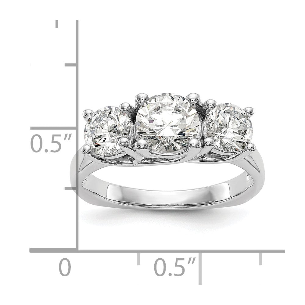 14K White Gold 3 Stone Simulated Diamond Engagement Ring