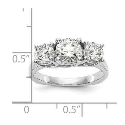 14K White Gold 3 Stone Simulated Diamond Engagement Ring