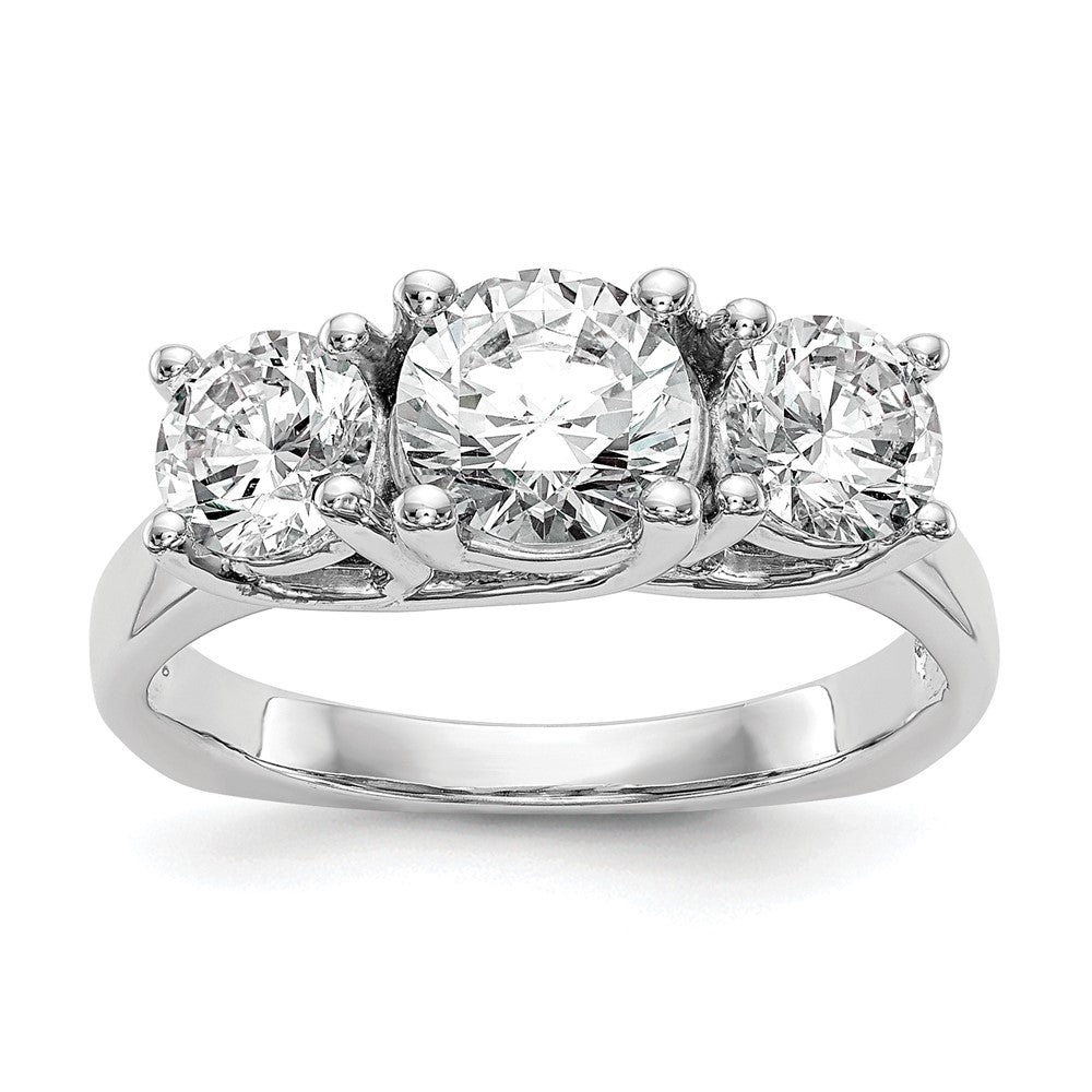 14K White Gold 3 Stone Simulated Diamond Engagement Ring