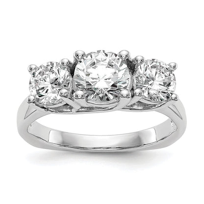 14K White Gold 3 Stone Simulated Diamond Engagement Ring