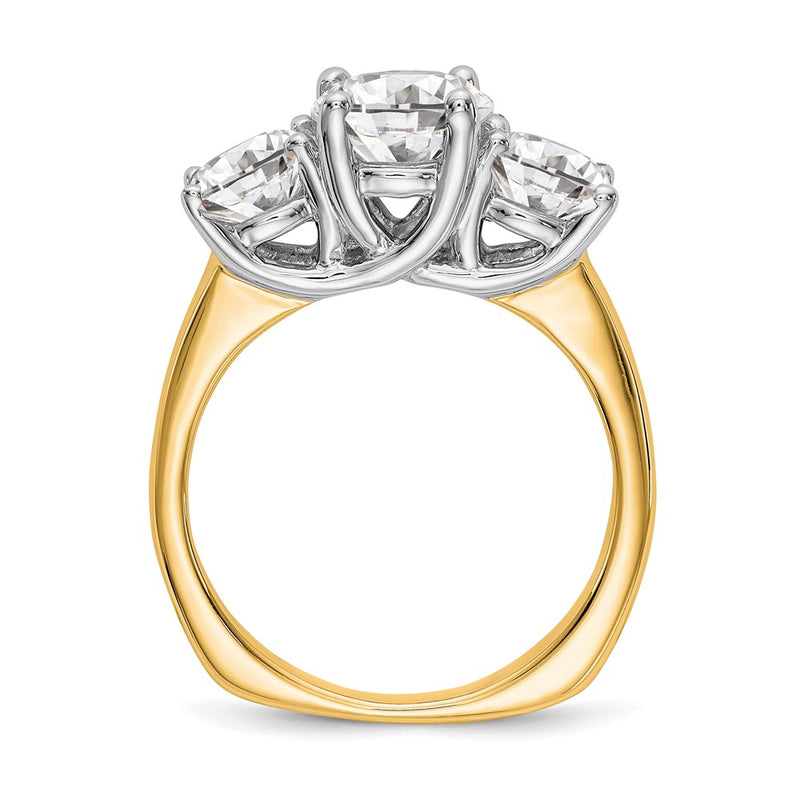 14K Two tone 3 Stone Simulated Diamond Engagement Ring