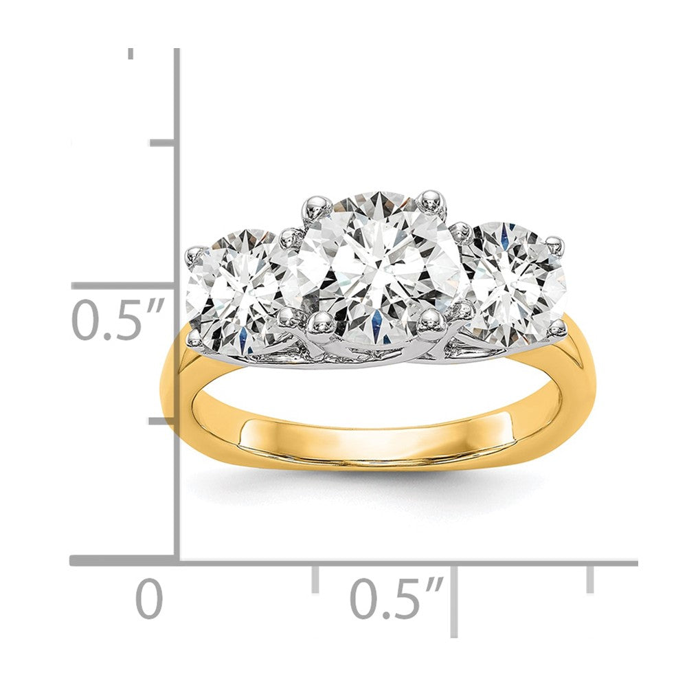 14K Two tone 3 Stone Simulated Diamond Engagement Ring