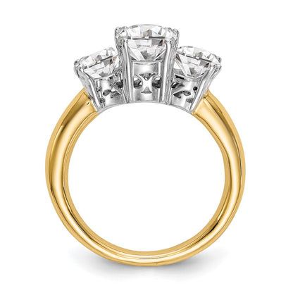 14K Two tone 3 Stone Simulated Diamond Engagement Ring