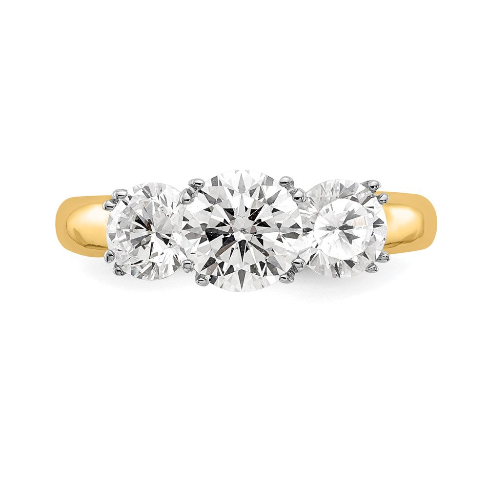 14K Two tone 3 Stone Simulated Diamond Engagement Ring