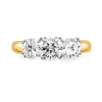 14K Two tone 3 Stone Simulated Diamond Engagement Ring