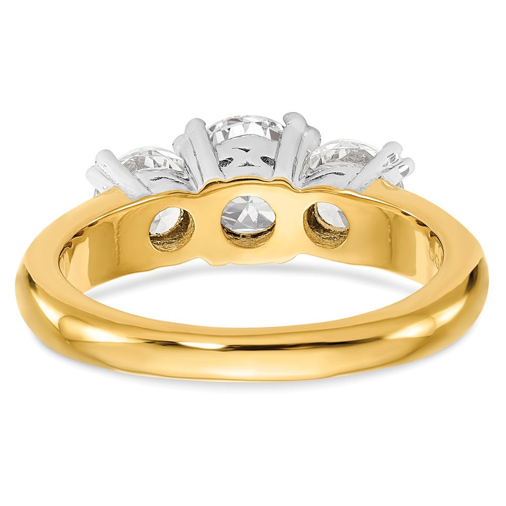 14K Two tone 3 Stone Simulated Diamond Engagement Ring