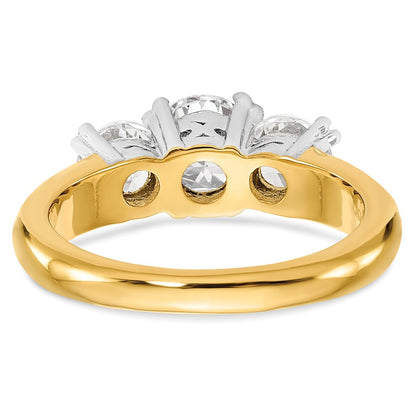 14K Two tone 3 Stone Simulated Diamond Engagement Ring