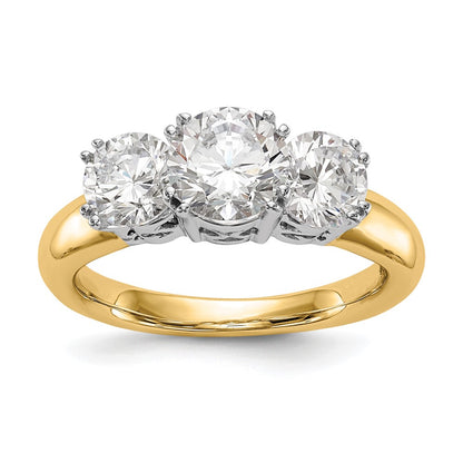 14K Two tone 3 Stone Simulated Diamond Engagement Ring