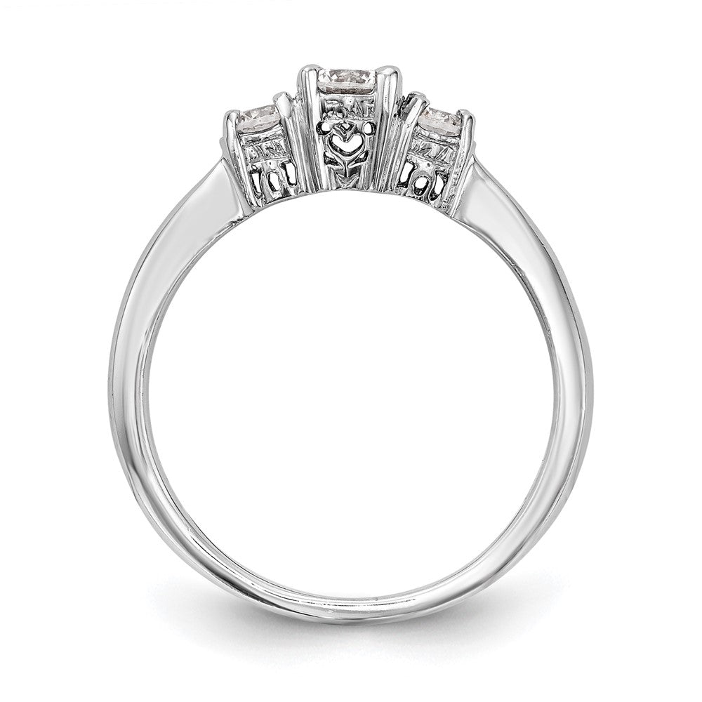 14K White Gold 3 Stone Simulated Diamond Engagement Ring
