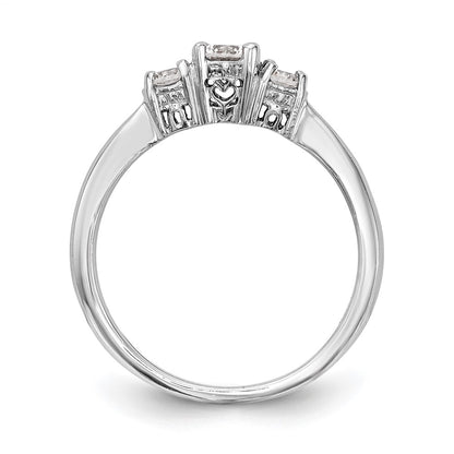 14K White Gold 3 Stone Simulated Diamond Engagement Ring