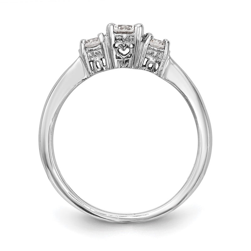 14K White Gold 3 Stone Simulated Diamond Engagement Ring