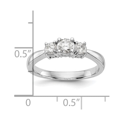 14K White Gold 3 Stone Simulated Diamond Engagement Ring