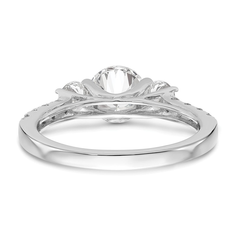 14K White Gold 3 Stone Simulated Diamond Engagement Ring