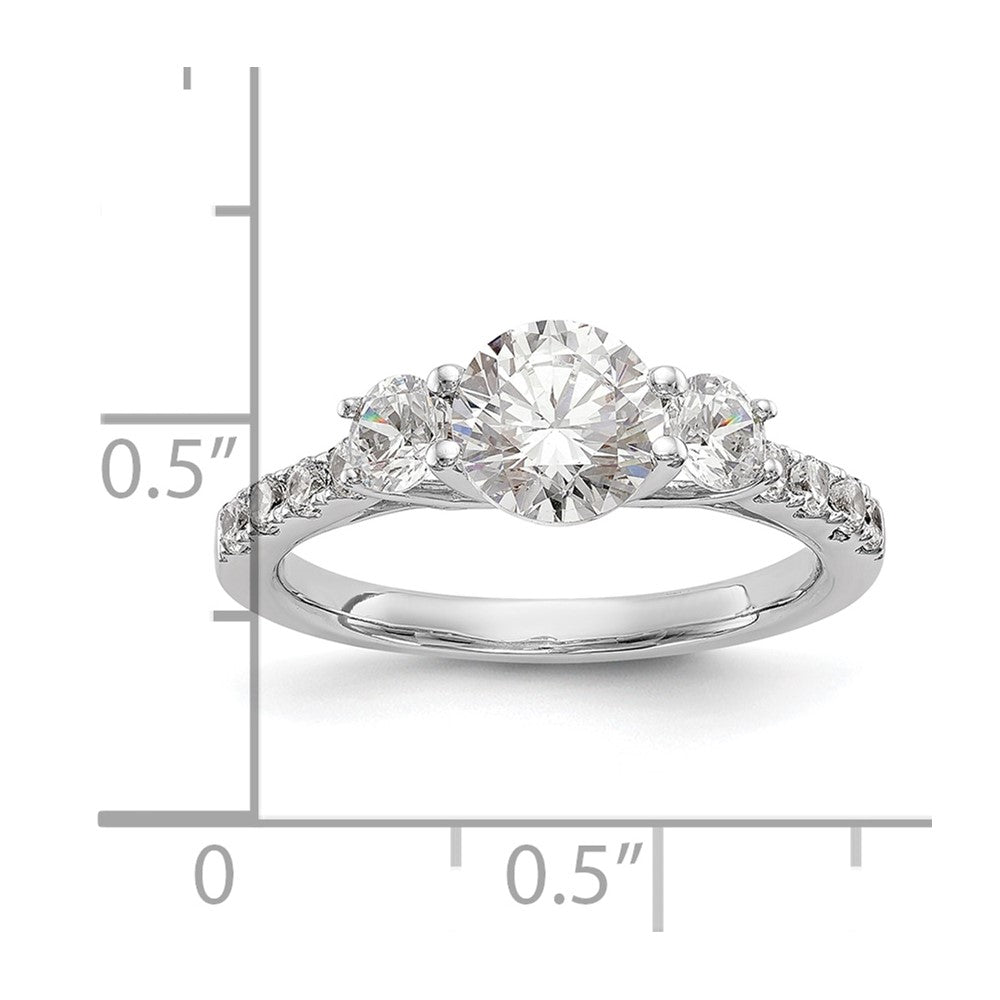 14K White Gold 3 Stone Simulated Diamond Engagement Ring
