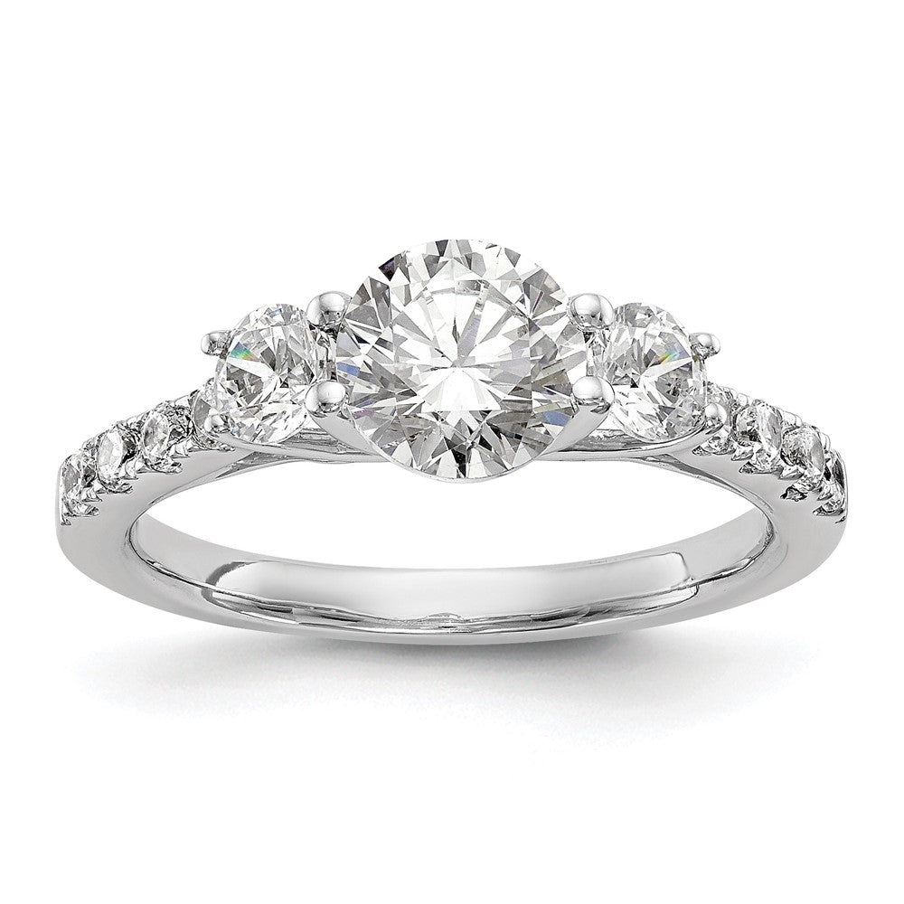 14K White Gold 3 Stone Simulated Diamond Engagement Ring