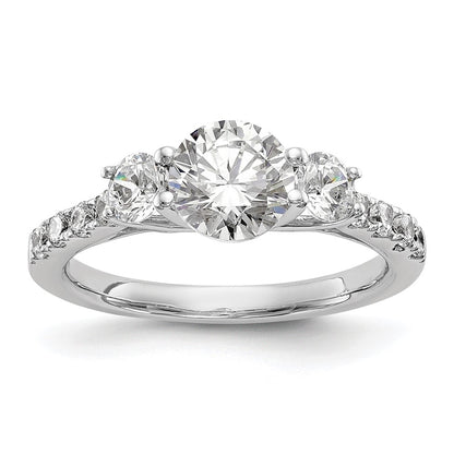 14K White Gold 3 Stone Simulated Diamond Engagement Ring